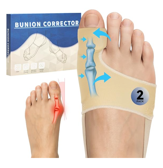 CHJOD 2 PCS Bunion Corrector for Women & Men - Big Toe Straightener with Splint & Pads,Breathable & Comfortable Big Toe Alignment Splint,Bunion Pain Relief Socks for Day/Night Support