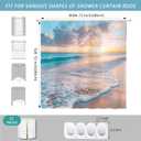 Ocean Beach Coastal Nautical Summer Sunset Shower Curtain for Bathroom 72W*72H Inch Seaside Seacoast Beachy Waves Bathtub Decor Seascape Neutral Cool Waterproof Polyester Fabric Set with 12 Hooks