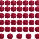 Red Hydrangea Artificial Flowers Bulk, 40 Pcs Faux Hydrangea Flowers Heads, Artificial Fake Silk Hydrangea Flowers with Stems, Red Flowers Artificial for Decoration Wedding Dcor