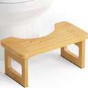 AmazerBath Bamboo Toilet Stool, Foldable Squat Potty Stool for Adults, Non-Slip Poop Stools for Bathroom, 0.59" Thickness Potty Step Stool, Poop Foot Pooping Steps for Kids, 6.8" (Natural Color)
