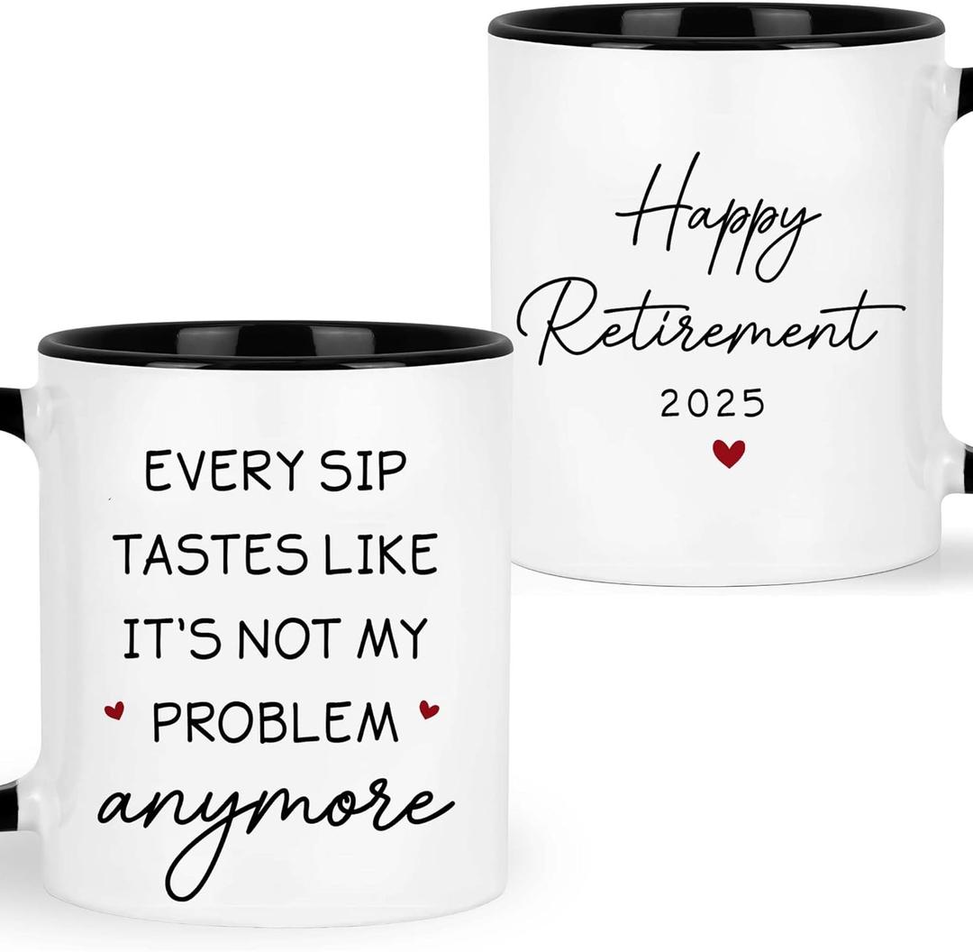 Retirement Gifts For Men, Women, Teacher, Coworker - Funny Retired Coffee Mug - Not My Problem Cup - Ideas for Friend, Colleague, Boss For Retired, Birthday, Christmas Presents