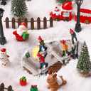 29 Pcs Christmas Ski Village Ice Skating Rink Figures Set Christmas Village Park People Ski Figurine Accessories Collectible Buildings Miniature Resin for Xmas Skater Town Scene Gifts