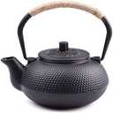 suyika Japanese Tetsubin Cast Iron Teapot Tea Kettle pot with Stainless Steel Infuser for Stovetop Safe Coated with Enameled Interior 22 oz/650 ml