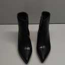 Women's Ankle Boots Pointed Toe Chunky Block Heel Short Boots for Women Low Heeled Booties (7, Black/Pu)