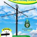 95 Inch Bird Feeder Pole with Torpedo Squirrel Proof Baffle, Heavy Duty Steel Squirrel Proof Pole System with Hanging Stations, Ideal for Holding 8 Feeders, Wind Chimes, Plants