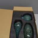 Ceramic Bud Vase Set, Fambe Blue Glazed Finish, Decorative Flower Vases (Blue-Set of 3)
