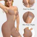 Decorus Backless Plunge Shapewear Bodysuits - Women Low Back Body Shaper Full Body Tummy Control Built in Bra With Plunge (S)