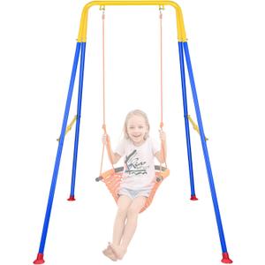 Foldable Baby Swing Frame, Heavy Duty Metal A-Frame Swing Sets for Most Toddlers Swings/Baby Jumper/Hammock Chair, Easy to Assemble, Portable to Store, Holds up to 200lb (Blue)