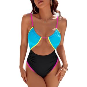 Blooming Jelly Womens One Piece Swimsuit Tummy Control Bathing Suit Sexy Slimming Flattering Cute Cheeky High Cut Swimwear XXL