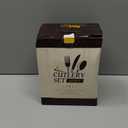 24 Pieces Flatware Set, Stainless Steel Cutlery Set with Silverware Holder, Modern Gold Silverware Set Includes Dinner Knives Forks Spoons,Hanging Silverware Set Service for 6 (White Gold)