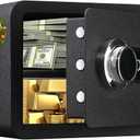 Tenamic Biometric Fingerprint Safe Box 0.85 Cubic Feet Fireproof Waterproof Safe Box with Induction Light and Leather, Solid Alloy Steel Office Hotel Home Cabinet Safe, Black