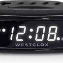 Westclox Digital LED Alarm Clock  Large Display, Electric with Battery Backup, Snooze Function, Dimmable Brightness, Compact for Home & Office (Black)