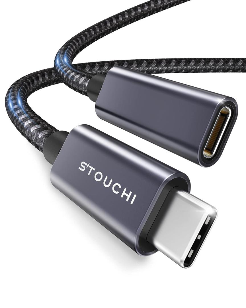 Stouchi USB C Extension Cable 10FT/3M, USB C Extension Cable Type C 3.1 Male to Female Fast Charging & Audio Data Transfer for iPhone 17 16 15, iPad mini/pro, MacBook Air M4 M3 M2/ M1 Mag- Safe (Grey)
