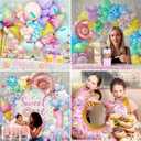 Daidle 1st Birthday Decorations for Girl, 128pcs Sweet One Birthday Party Decorations, Balloon Boxes, Party Backdrop, Photo Banner, Donuts Ice Cream Candy Balloons Garland