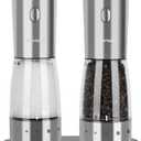 Electric Salt and Pepper Grinder Set, Large Capacity 5.3oz Salt and Pepper Grinder Set with Adjustable Coarseness, Rechargeable Stainless Steel Electric Pepper Grinder with Elegant Storage Base