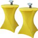 2 Pack 32x43 Inch Lavender Cocktail Tablecloth Spandex Round Fitted Table Cover for Wedding Banquet Event Party