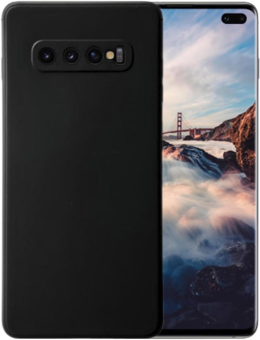 Compatible with Samsung Galaxy S10 Plus Soft Liquid Silicone Gel Cell Phone Mobile Basic Back case Cover casing Funda Para (Black)