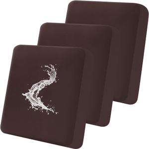 Smiry Waterproof Couch Cushion Covers, Stretch Washable Sofa Cushion Cover, Soft Sofa Slipcover Elastic Non-Slip Furniture Protector for Pets, Kid (3 Pack, Chocolate)