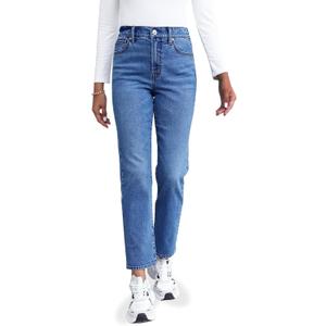 OFLUCK Straight Leg Mom Jeans for Women High Waisted Trendy Ankle Jeans Boyfriend Denim Tapered Leg Pants (4S, Indigo)