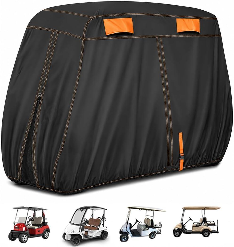 Golf Cart Cover for Melex 463 N.Classic (4-seat) 2010-2023 2024 2025 2026+, 420D Oxford Water-Resistant Outdoor Storage Cover with 4 Air Vents, Wind Straps Rain Sun Dust Protection, 240*120*165cm
