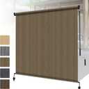 Shade&Beyond Outdoor Roller Shades with Splicing Design, 8' W x 6' H Cordless Patio Roll Up Blinds, Exterior Shade Cloth Roll for Porch, Gazebo, Pergola, Balcony, Coffee Brown, 96"W x 72"H