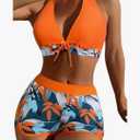 FEOYA Women Swimsuits Two Piece Bikini Sets Sexy Swimsuit Lace-up Printed Swimsuit L