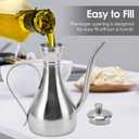 Stainless Steel Oil Dispenser Bottle, 11oz/350ml Non Drip Leak Proof Olive Oil Bottle for Oil, Vinegar, Soy Sauce, Salad, Oil Storage Can Container Pouring Pot for Home Kitchen Cooking