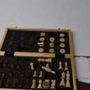 AMEROUS 15'' Magnetic Wooden Chess & Checkers Game Set -2 Extra Queens -24 Cherkers Pieces - Chessmen Storage Slots, Beginner Chess Set for Kids and Adults, Classic 2 in 1 Board Games