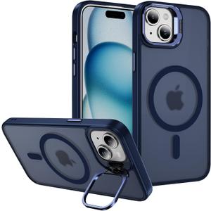 2 x Translucent Matte Camera Kickstand Case for iPhone 13, Compatible with Magsafe, Shockproof Heavy Duty Protective Cover