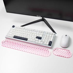 Ergonomic Gel Keyboard and Mouse Wrist Rest Set  Pink Wrist Rest for Computer Keyboard 75% 80%, Comfort & Support for Typing and Gaming