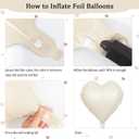 2 x Pink White Heart Balloons, 24Pcs 18Inch Baby Pink Cream White Foil Shaped Love Balloons and 50Pcs Hanging Streamer for Valentine's Day Decorations, Birthday, Wedding Party