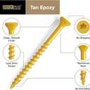 Deck Plus 2-1/2 Inch Epoxy Coated Exterior Wood and Fence Screws #10 x 2-1/2" Torx/Star Drive Included Coarse Thread, Outdoor Rust Resistant Decking Screw, Tan, 25lb Box, 1825 Pieces | 48417