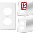 15 Pack Outlet Covers Bulk, Light Switch Cover Plate Standard Size 1-Gang 4.50" x 2.75", Duplex Wall Plates, Outlet Covers Wall Plate, Polycarbonate Thermoplastic, White