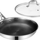 DELUXE Hybrid Ceramic Nonstick 12-Inch Fry Pan with Tempered Glass Lid, Skillet with Stay-Cool Handles, Dishwasher&Oven Safe, PFOA Free Compatible with All Cooktops