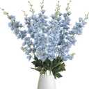 8PCS Dusty Blue Delphinium Artificial Flowers 33.5'' Faux Delphinium Stems Larkspur Silk Flowers for Wedding Table Centerpieces Home Garden Decor(Dusty Blue)