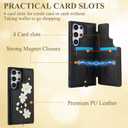 for Samsung Galaxy S26 Ultra Wallet Case, Magnetic Snap Flip Leather Cover with Flowers Design Credit Card Holder Wristband，Samsung S26 Ultra Floral Protective Phone Case for Women