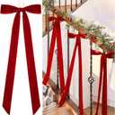 6 Pcs Large Velvet Christmas Bow 10'' x 33'' Pre Tied Velvet Ribbon Bows Wired Christmas Tree Topper for Xmas Garland Home Door Outdoor Decorations(Red)
