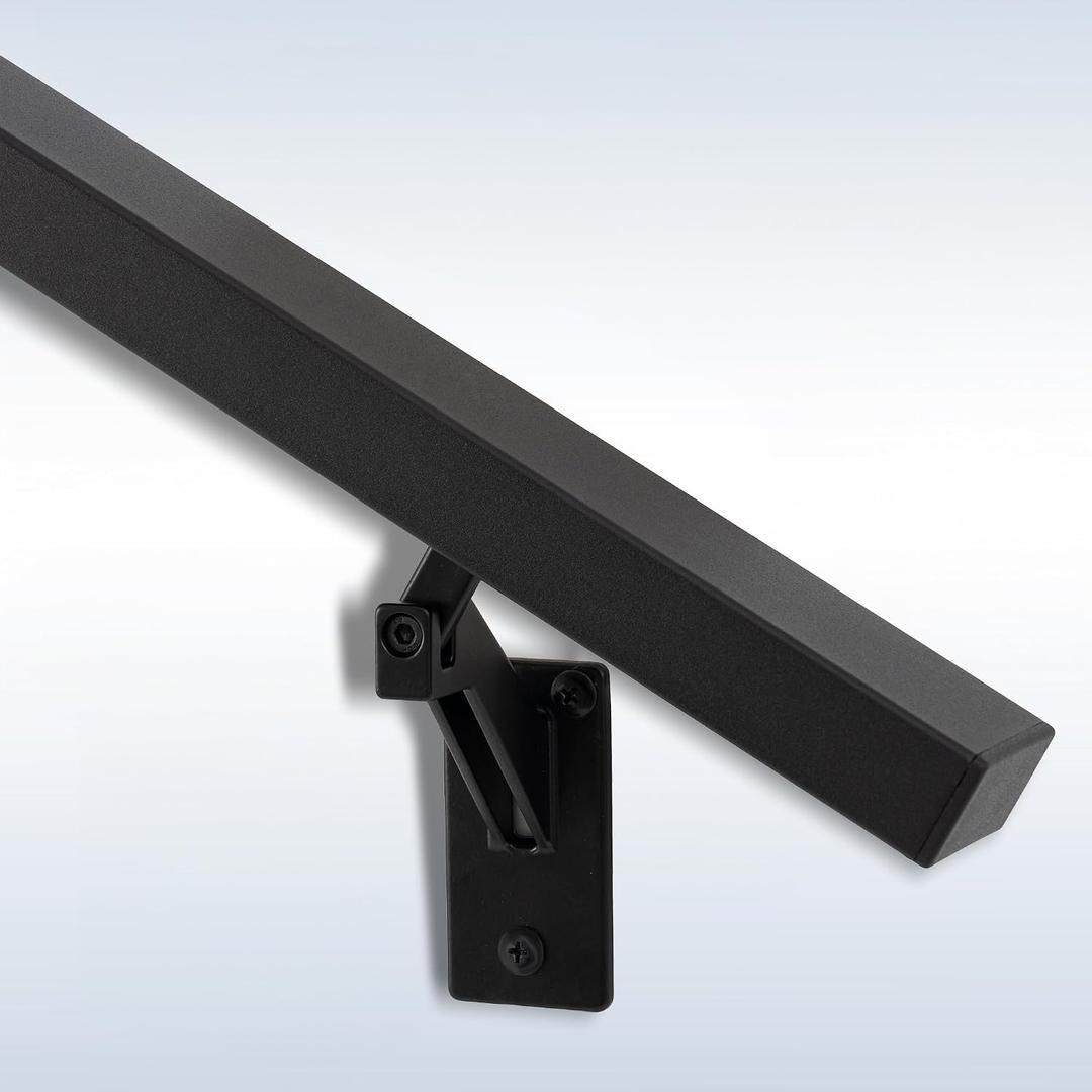 7FT Matte Black Handrails Kit for Indoor Outdoor Stairs，Modern Aluminum Handrail Set,2" X1" Grab bar,Adjustable 304 Stainless Steel Brackets Included，Rust Free