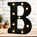 Led Marquee Letters, 8.58 Inch Black Light Up Letters, Small Led Letter Lights, Battery Powered Lighted Letterfor Table, Party, Birthday, Christmas Decor (Black, Letter B)