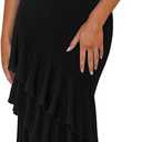 PRETTYGARDEN Maxi Dresses for Women 2025 Summer Tiered Floral Beach Sundress Spaghetti Strap Wedding Guest Long Dress (Medium, Solid Black)