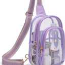 Clear Sling Bag for Stadium Events, Crossbody Bag for Women - Stadium Approved (Purple)