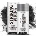Striking Viking Hair Building Fibers for Thinning Hair (Black) 28g  Natural  Long-Lasting Powder for Undetectable, Thicker Look for Men & Women - Hair Fibers (1. Black)