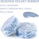 MAYREEL 1 Inch Dusty Blue Crushed Velvet Ribbon Frayed Edge Hand Torn Fringe for Bridal Bouquets Invitations Vow Books Gift Baskets Hair Bows 6 Yards