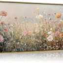 Large Framed Wildflower Wall Art, Vintage Flower Botanical Wall Decor, 32"L x 16"W