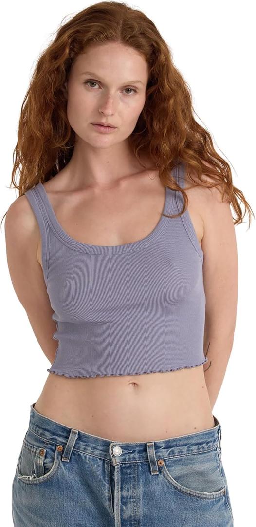 Women's Core Rib Crop Tank Top Silver Mist (Medium)