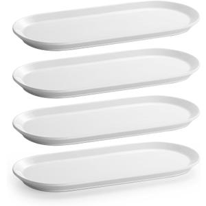 Long Oval Serving Platter, 13 Inch Ceramic Oval Long Serving Tray for Appetizers, Sushi, Charcuterie, Narrow Platters for Party, Entertaining, Set of 4