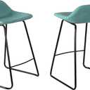 Cortesi Home Ava Counterstools Aqua Blue Faux Leather Set of 2