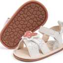 Babelvit Infant Baby Girl Boy Sandals Comfort Premium Summer Outdoor Casual Beach Shoes with Flower Bowknot Anti Slip Rubber Sole Newborn Toddler Prewalker First Walking Shoes (12-18 Months Toddler, 04 Cwhite)
