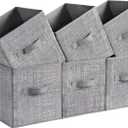 SONGMICS Storage Cubes, 11-Inch Non-Woven Fabric Bins with Double Handles, Set of 6, Closet Organizers for Shelves, Foldable, for Clothes, Cattail Gray UROB26LG