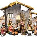 TLY Nativity Sets for Christmas Nativity Sets & Figures, Resin Nativity Scene Stable and 20 Pcs Christmas Nativity Set Figurine Holy Family Xmas Decoration Tabletop Decor Set
